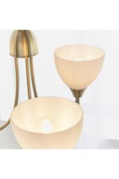 Netlighting Alton 3 Light Multi Arm Ceiling Pendant Antique Brass Opal Glass E14 in Gold - thumbnail 5