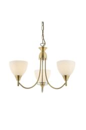 Netlighting Alton 3 Light Multi Arm Ceiling Pendant Antique Brass Opal Glass E14 in Gold
