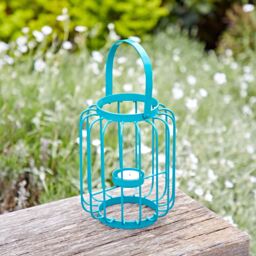 Paper High Colourful Iron Lantern Tea Light Holder in Yellow - thumbnail 4
