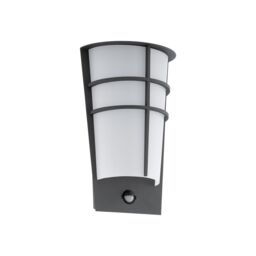 Loops IP44 Outdoor Wall Light & PIR Sensor Anthracite Steel 2.5W Built in LED in Metallics