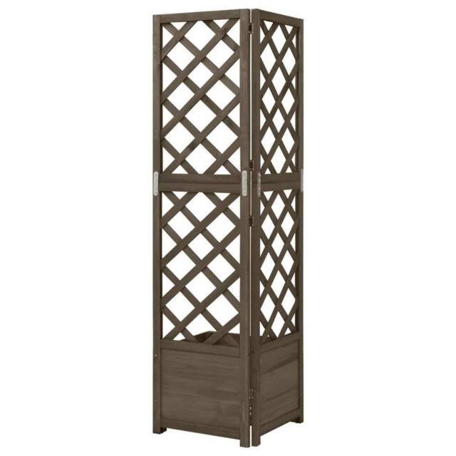 Berkfield Home Beautiful Corner Trellis Planter Grey 40x40x150 cm Solid Fir Wood - Size: 40 x 40 x 150 cm - image 1