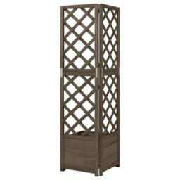 Berkfield Home Beautiful Corner Trellis Planter Grey 40x40x150 cm Solid Fir Wood - Size: 40 x 40 x 150 cm