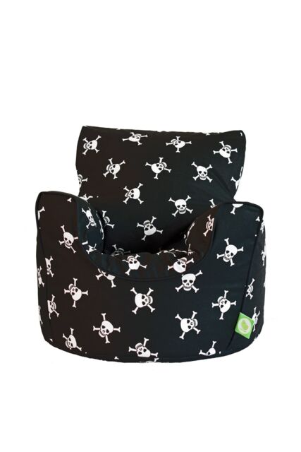 Bean Lazy Cotton Black Pirate Skull & Cross Bones Bean Bag Arm Chair Toddler Size - Size: Small - image 1