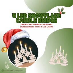 Marco Paul Wooden Star Christmas Candle Bridge with 5 Faux Candle Arch in White - thumbnail 4