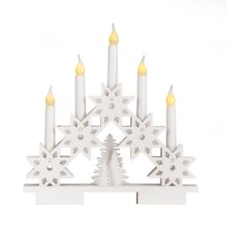 Marco Paul Wooden Star Christmas Candle Bridge with 5 Faux Candle Arch in White - thumbnail 2