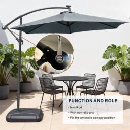 MIMO Cantilever Garden Parasol Outdoor Umbrella Sunshade with Crank Handle in Grey - Size: 1 Pack - thumbnail 5