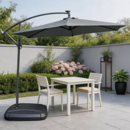 MIMO Cantilever Garden Parasol Outdoor Umbrella Sunshade with Crank Handle in Grey - Size: 1 Pack - thumbnail 1