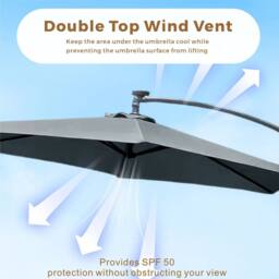 MIMO Cantilever Garden Parasol Outdoor Umbrella Sunshade with Crank Handle in Grey - Size: 1 Pack - thumbnail 4