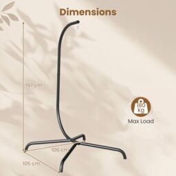 Costway C Frame Hammock Chair Stand Heavy Duty Metal Hammock Stand in Black - thumbnail 2