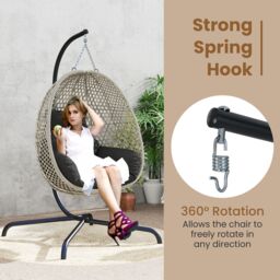 Costway C Frame Hammock Chair Stand Heavy Duty Metal Hammock Stand in Black - thumbnail 9