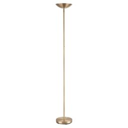 Happy Homewares Modern LED Uplighter Metal Floor Lamp with Memory Dimmer Button in Metallic Gold