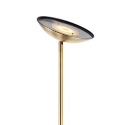 Happy Homewares Modern LED Uplighter Metal Floor Lamp with Memory Dimmer Button in Metallic Gold - thumbnail 4