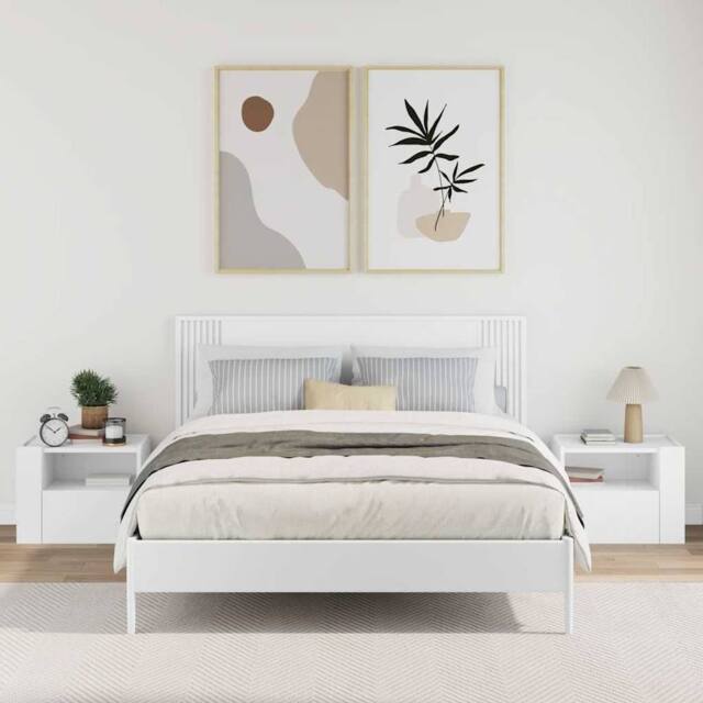 Berkfield Home Decorative Wall-mounted Bedside Cabinets 2 pcs White 45x30x35 cm - Size: 45 x 30 x 35 cm - image 1