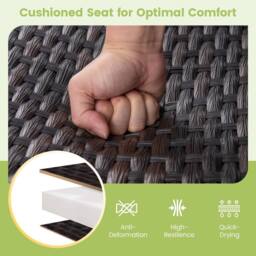 Costway Outdoor Glider Bench 2-Person Rattan Rocking Chair Garden Loveseat in Brown - thumbnail 7