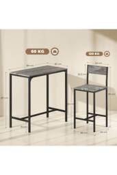 ERGOVEXA 3-Piece Bar Table Set with 2 Stools, Charcoal grey - thumbnail 2
