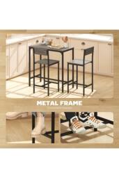 ERGOVEXA 3-Piece Bar Table Set with 2 Stools, Charcoal grey - thumbnail 3