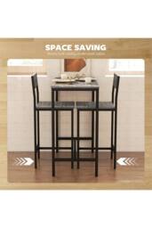 ERGOVEXA 3-Piece Bar Table Set with 2 Stools, Charcoal grey - thumbnail 4