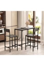ERGOVEXA 3-Piece Bar Table Set with 2 Stools, Charcoal grey - thumbnail 6