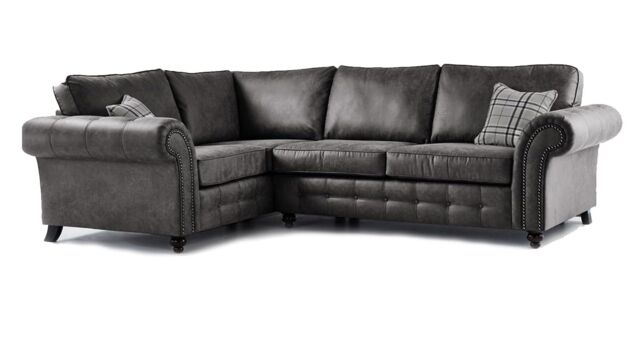 Furniture 786 Oakland Suede Leather 1c2 Corner Sofa in Black - image 1