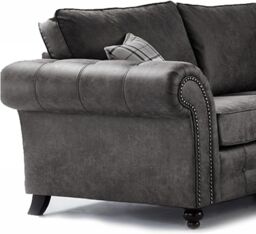 Furniture 786 Oakland Suede Leather 1c2 Corner Sofa in Black - thumbnail 2