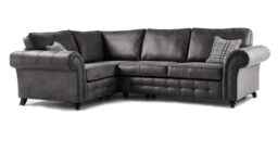 Furniture 786 Oakland Suede Leather 1c2 Corner Sofa in Black - thumbnail 1
