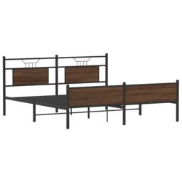 Berkfield Home Metal Bed Frame without Mattress Brown Oak 160x200 cm - thumbnail 5