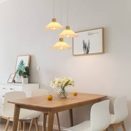 Goeco Modern Pendant Lamp, Pleated Fabric Shade, Vintage Style Chandeliers in White - thumbnail 9