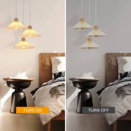 Goeco Modern Pendant Lamp, Pleated Fabric Shade, Vintage Style Chandeliers in White - thumbnail 4