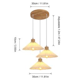 Goeco Modern Pendant Lamp, Pleated Fabric Shade, Vintage Style Chandeliers in White - thumbnail 3