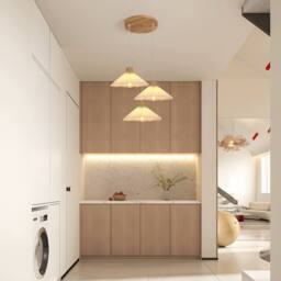 Goeco Modern Pendant Lamp, Pleated Fabric Shade, Vintage Style Chandeliers in White - thumbnail 7
