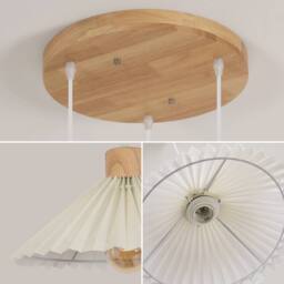 Goeco Modern Pendant Lamp, Pleated Fabric Shade, Vintage Style Chandeliers in White - thumbnail 5