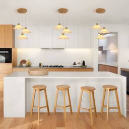 Goeco Modern Pendant Lamp, Pleated Fabric Shade, Vintage Style Chandeliers in White - thumbnail 8