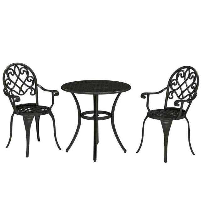 NESTLUNE 3PCs Bistro Set, Aluminium Garden in Black - Size: 100 cm x 15 cm - image 1