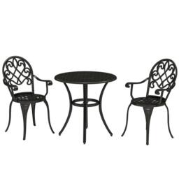 NESTLUNE 3PCs Bistro Set, Aluminium Garden in Black - Size: 100 cm x 15 cm - thumbnail 1