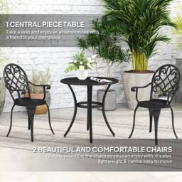 NESTLUNE 3PCs Bistro Set, Aluminium Garden in Black - Size: 100 cm x 15 cm - thumbnail 5