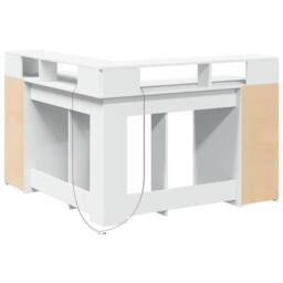 Berkfield Home Desk with LED Lights White 130x130x91 cm Engineered Wood - Size: 130 x 130 x 91 cm - thumbnail 8