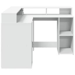 Berkfield Home Desk with LED Lights White 130x130x91 cm Engineered Wood - Size: 130 x 130 x 91 cm - thumbnail 7