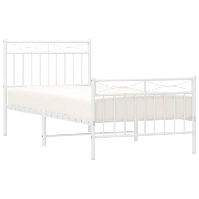 Berkfield Home Metal Bed Frame with Headboard & Footboard White 90x200 cm - image 1