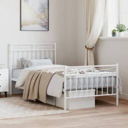 Berkfield Home Metal Bed Frame with Headboard & Footboard White 90x200 cm - thumbnail 2