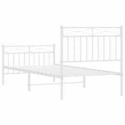 Berkfield Home Metal Bed Frame with Headboard & Footboard White 90x200 cm - thumbnail 7