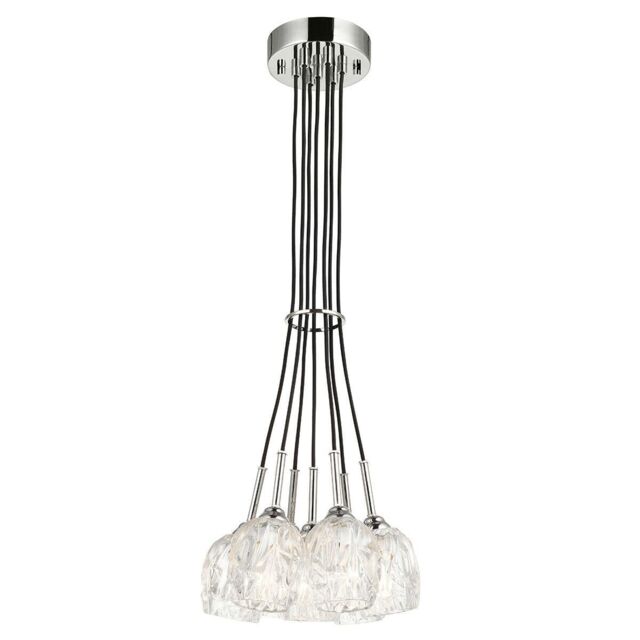 Loops 7 Bulb Chandelier LIght Highly Polished Nickel LED G9 3.5W in Metallics