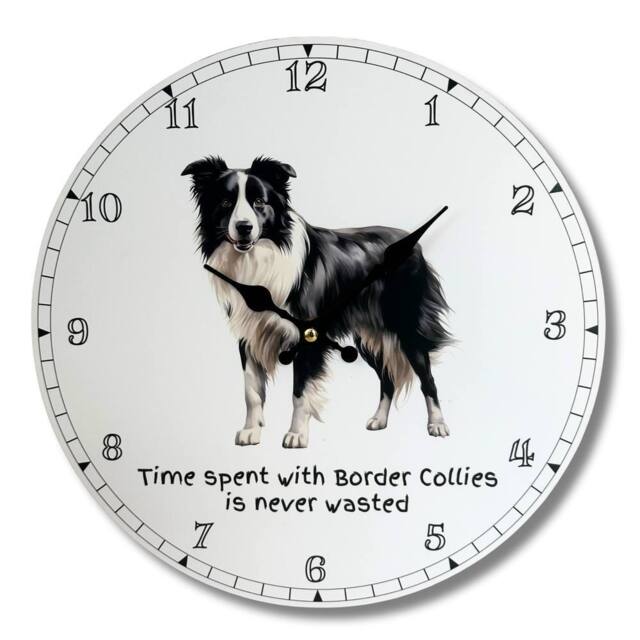 Animal Crackers Dog Breeds Wall Clock 'Time Spent With Border Collies Is Never Wasted' - image 1