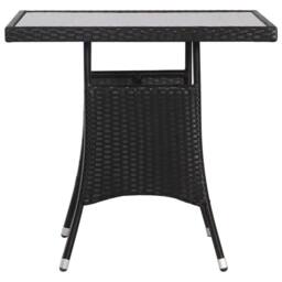 Berkfield Home Garden Table Black 80x80x74 cm Poly Rattan - Size: 80 x 80 x 74 cm - thumbnail 1