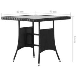 Berkfield Home Garden Table Black 80x80x74 cm Poly Rattan - Size: 80 x 80 x 74 cm - thumbnail 6