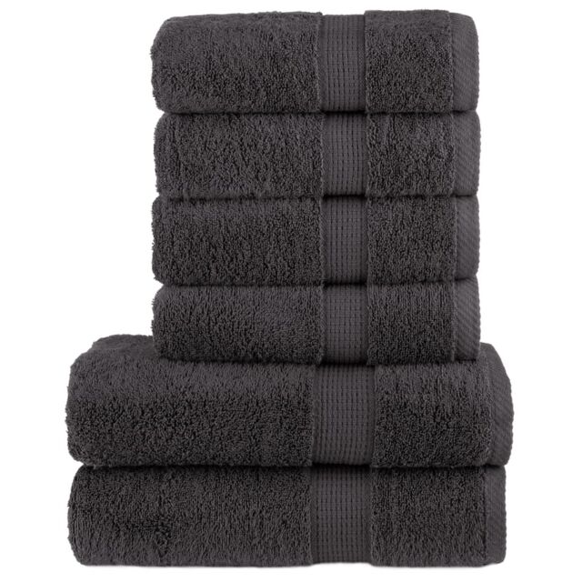 Berkfield Home 6 Piece Premium Towel Set SOLUND Anthracite 600 gsm in Black - image 1