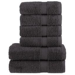 Berkfield Home 6 Piece Premium Towel Set SOLUND Anthracite 600 gsm in Black - thumbnail 1