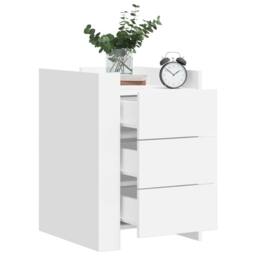 Berkfield Home Bedside Cabinet White 45x50x65 cm Engineered Wood - Size: 45 x 50 x 65 cm - thumbnail 2