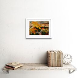 "Artery8 Wall Art Print Van Gogh Landscape With House Ploughman Artwork Framed 9X7 Inch in White - Size: W7"" x H9""" - thumbnail 2