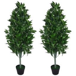 Leaf Pair of 120cm (4ft) Artificial Topiary Bay Trees Pyramid Cones - Extra Large in Green - thumbnail 1