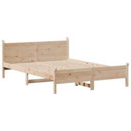 Berkfield Home Bed Frame without Mattress 140x190 cm Solid Wood Pine in Brown - thumbnail 3